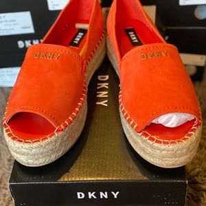 DKNY Mer Platform Espadrilles in Orange Suede